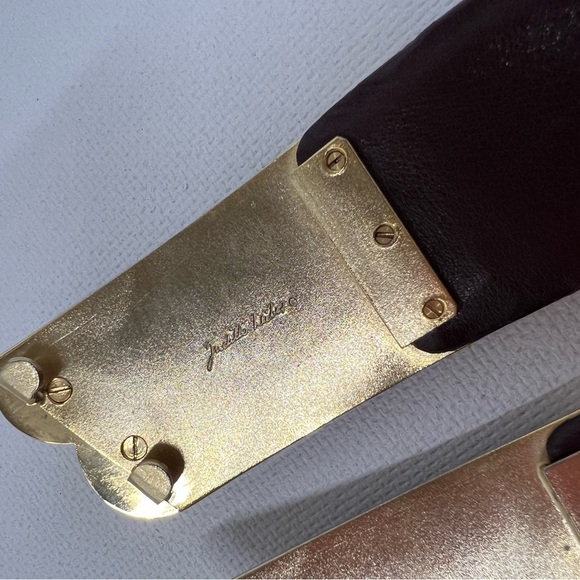 Judith Leiber Burgundy Snake/Leather Belt w/Gold Buckle and Black/Red accent - Picture 7 of 15